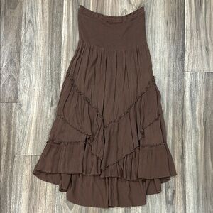 Women’s Brown High-Low Tiered Dress